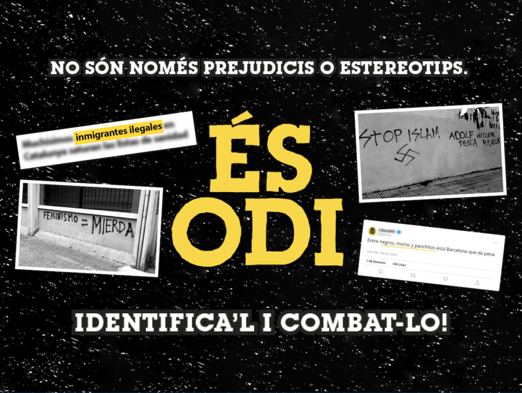 La Taula del Tercer Sector Social denuncia la normalització dels missatges d’odi Imatge de la campanya #ÉsOdi (Signatura imatge: Taula del Tercer Sector Social)