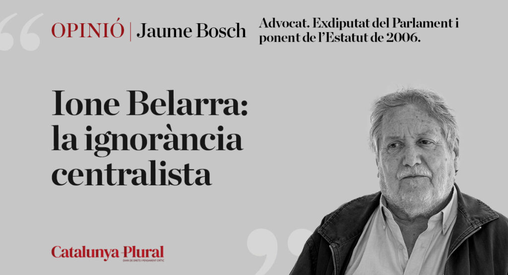 Ione Belarra: la ignorància centralistaIone Belarra, secretària general de Podemos, diputada al Congrés i ex ministra del govern de Pedro Sánchez, ha manifestat al diari Ara que si Catalunya disposés de competències en immigració “els Mossos farien batudes racistes basades en el perfil ètnic”. El més curiós és que Belarra afirma que això “és el que fa ara la