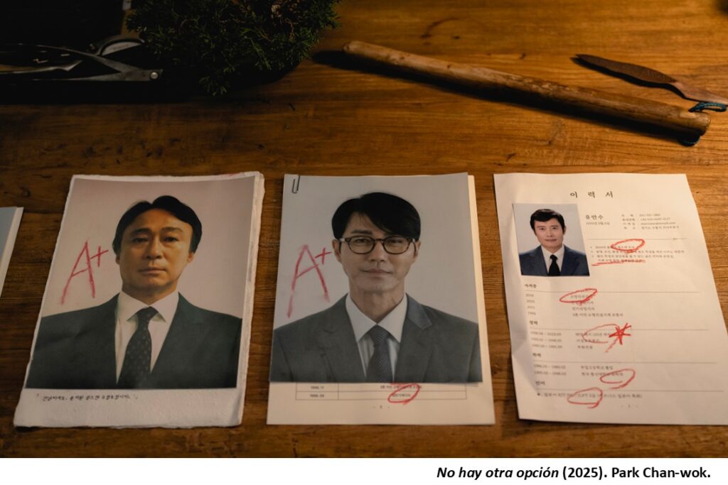 El futur en què les empreses seleccionaran els pitjors candidatsLa productora i distribuïdora Mubi estrena a les sales de cinema la pel·lícula No hay otra opción, dirigida per Park Chan-wook, que reinterpreta la novel·la The Ax, de Donald E. Westlake, i la situa en la societat actual per descriure un futur deshumanitzat per l'automatització i la intel·ligència artificial.