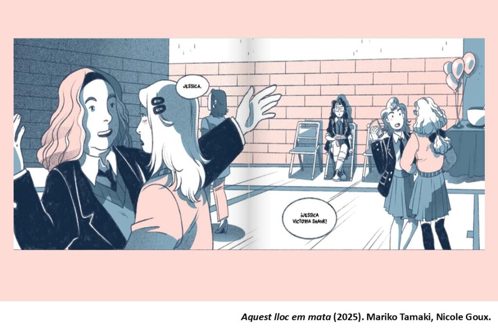 Novel·les gràfiques sobre l’etapa a l’institut: inquietuds i incertesa pel futurAquí tienes la versión en castellano «Perdona, és que estic farta que tot el món em pregunti el mateix» és la resposta de l’Olivia a un jove que acaba de conèixer i que li fa per enèsima vegada la mateixa pregunta que fa temps que escolta i que, sense anar més lluny, va repetir una